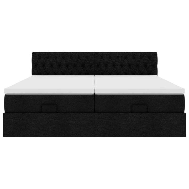 osmannisk sengeramme med madrasser 200x200 cm stof sort