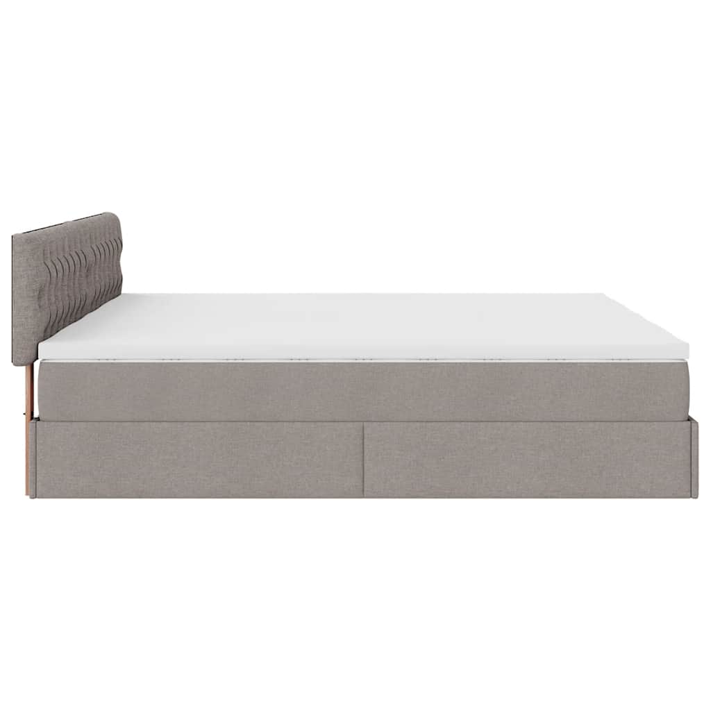 osmannisk sengeramme med madrasser 200x200 cm stof gråbrun