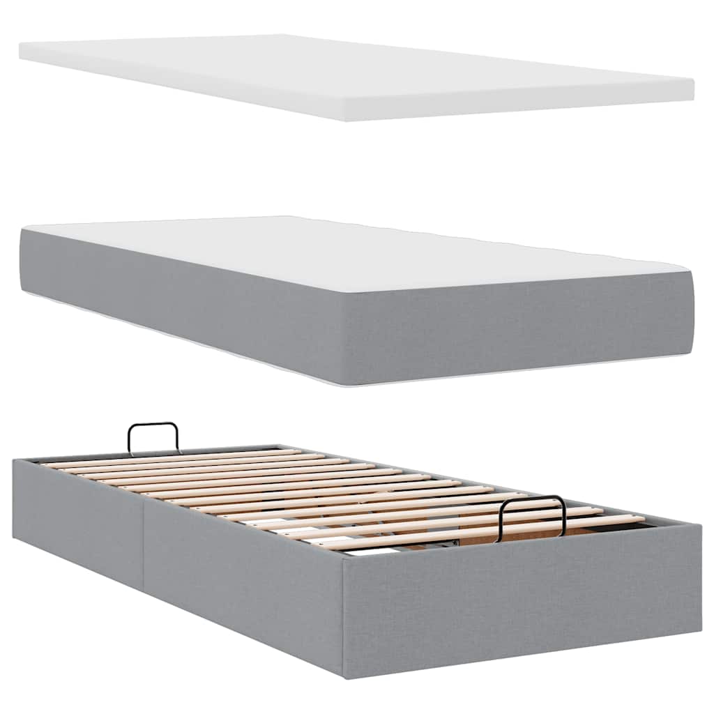 osmannisk sengeramme med madrasser 160x200 cm stof lysegrå