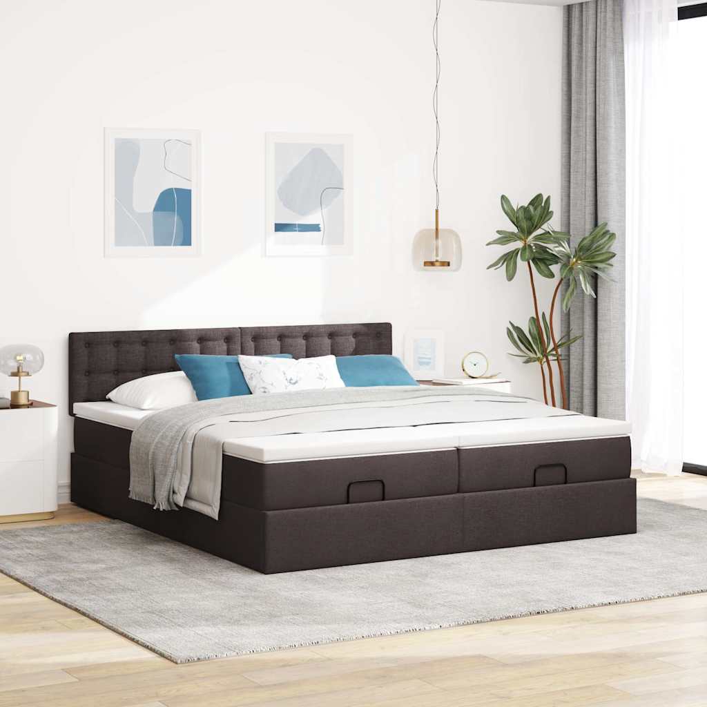 osmannisk sengeramme med madrasser 160x200 cm stof mørkebrun