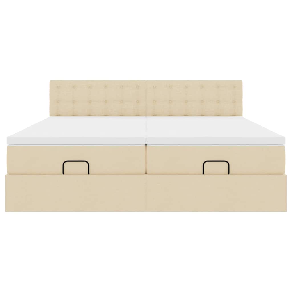 osmannisk sengeramme med madrasser 180x200 cm stof cremefarvet