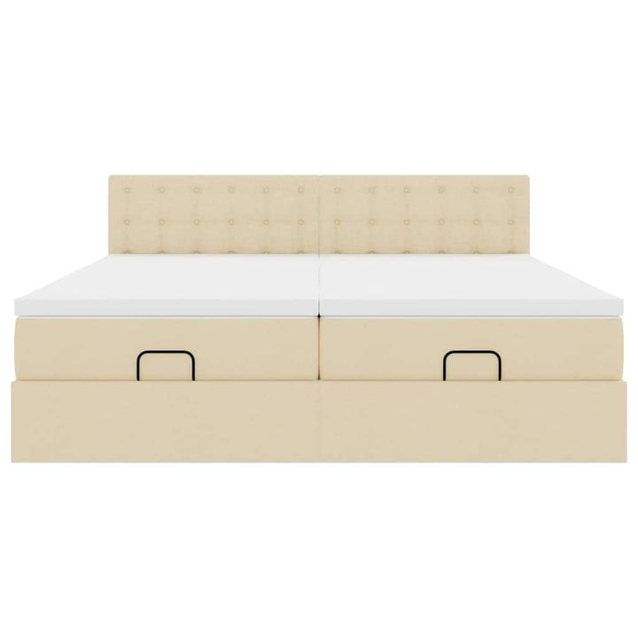 osmannisk sengeramme med madrasser 180x200 cm stof cremefarvet