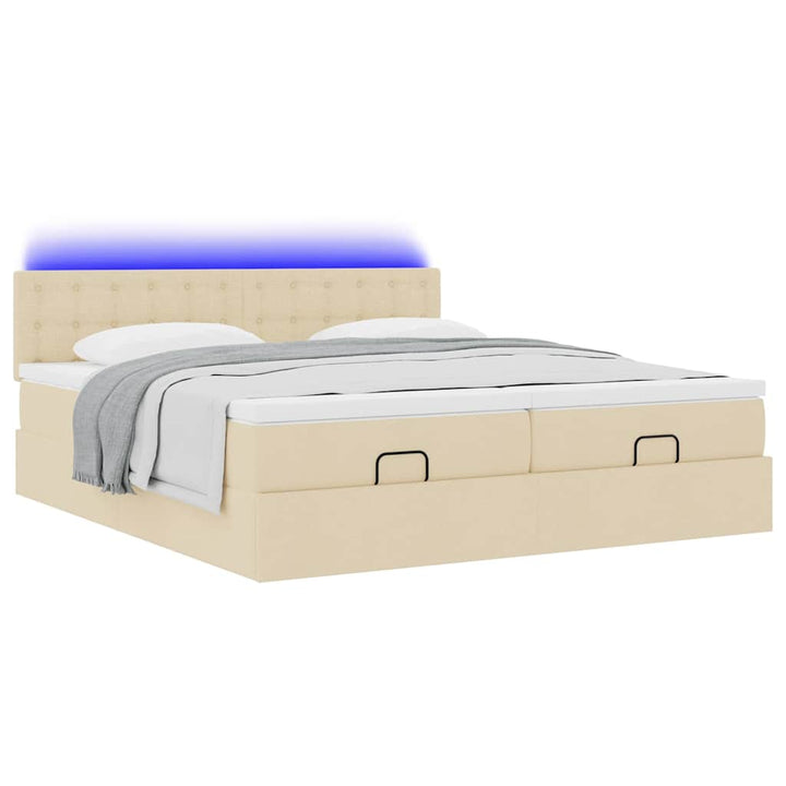 osmannisk sengeramme med madrasser 200x200 cm stof cremefarvet