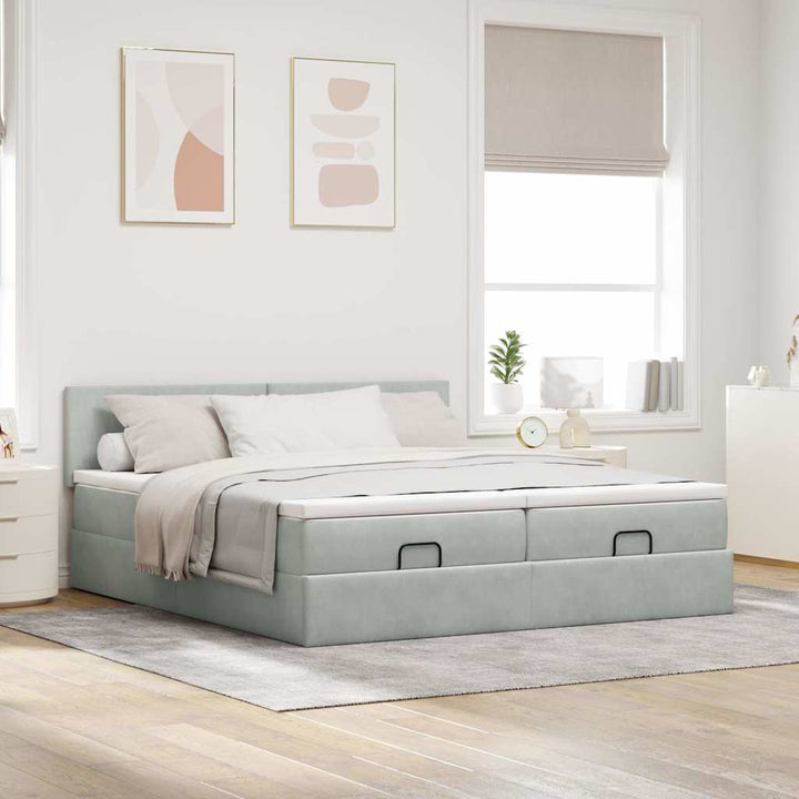 osmannisk sengeramme med madrasser 160x200 cm fløjl lysegrå