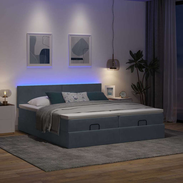 osmannisk sengeramme med madrasser 160x200 cm fløjl mørkegrå