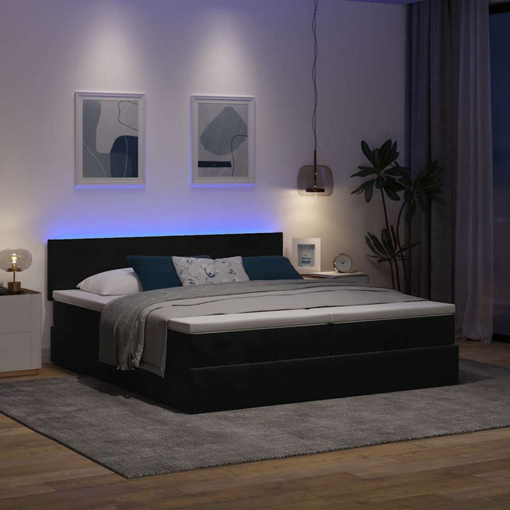 osmannisk sengeramme med madrasser 160x200 cm fløjl sort