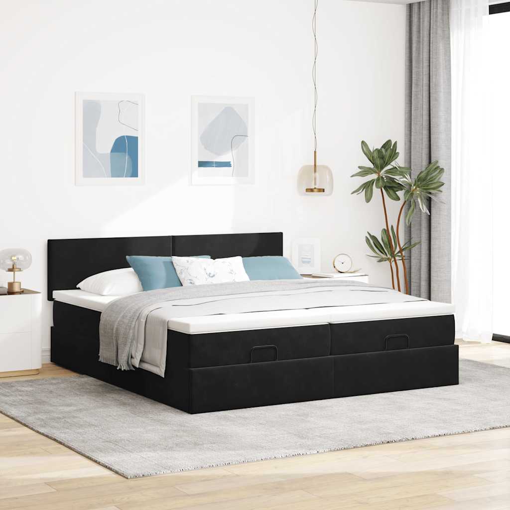 osmannisk sengeramme med madrasser 160x200 cm fløjl sort