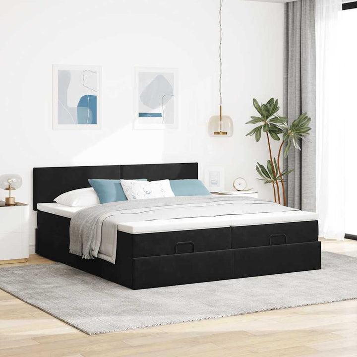 osmannisk sengeramme med madrasser 160x200 cm fløjl sort