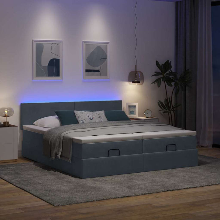 osmannisk sengeramme med madrasser 200x200 cm fløjl mørkegrå