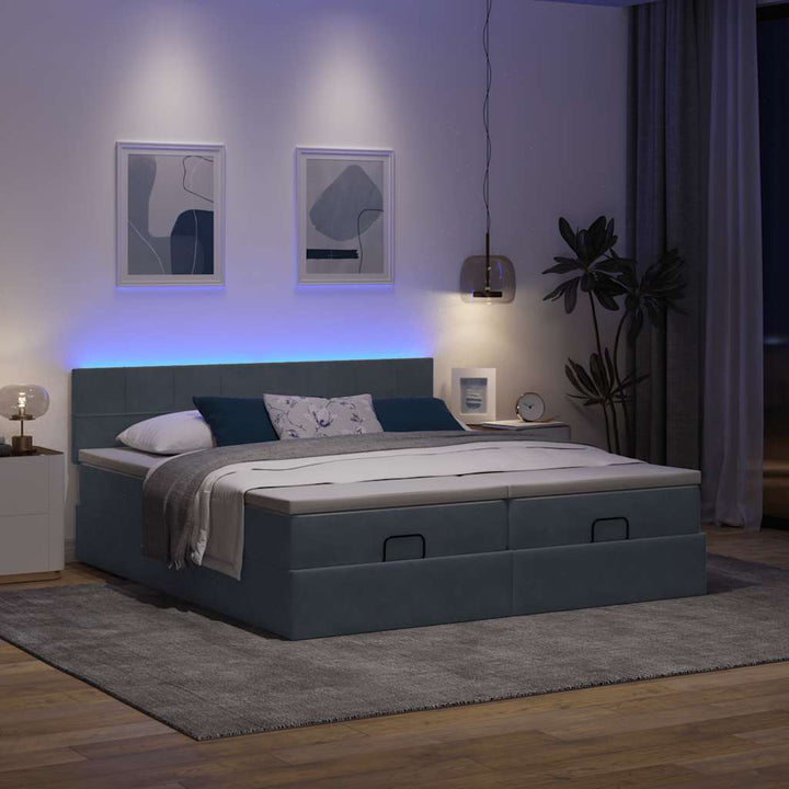 osmannisk sengeramme med madrasser 200x200 cm fløjl mørkegrå