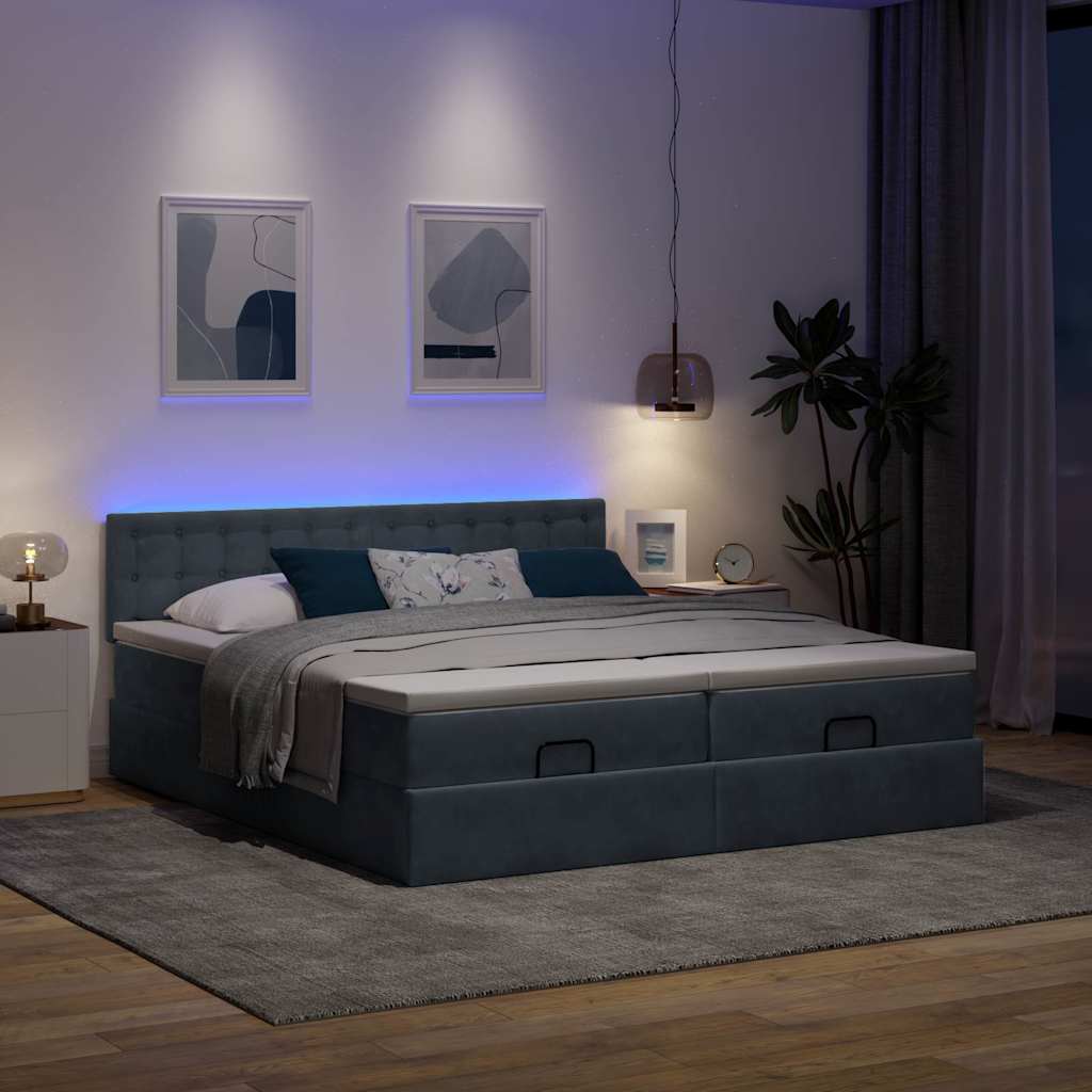 osmannisk sengeramme med madrasser 160x200 cm fløjl mørkegrå