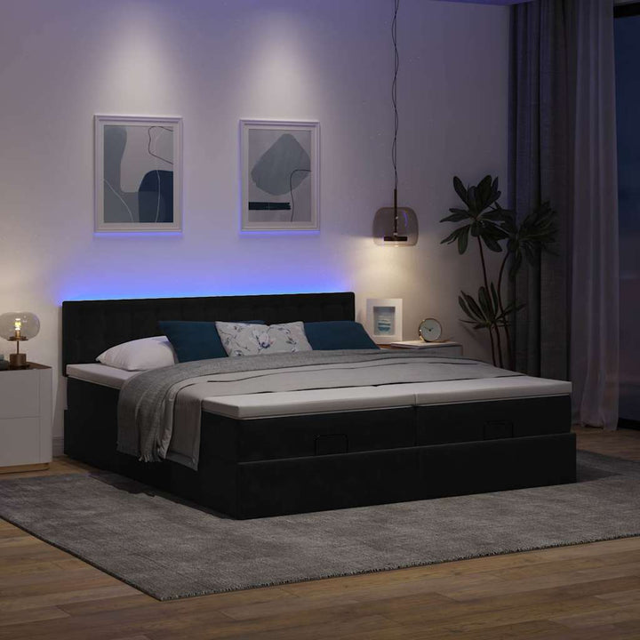 osmannisk sengeramme med madrasser 160x200 cm fløjl sort