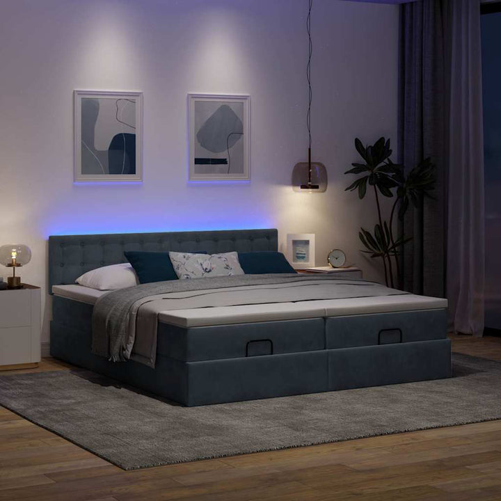 osmannisk sengeramme med madrasser 180x200 cm fløjl mørkegrå