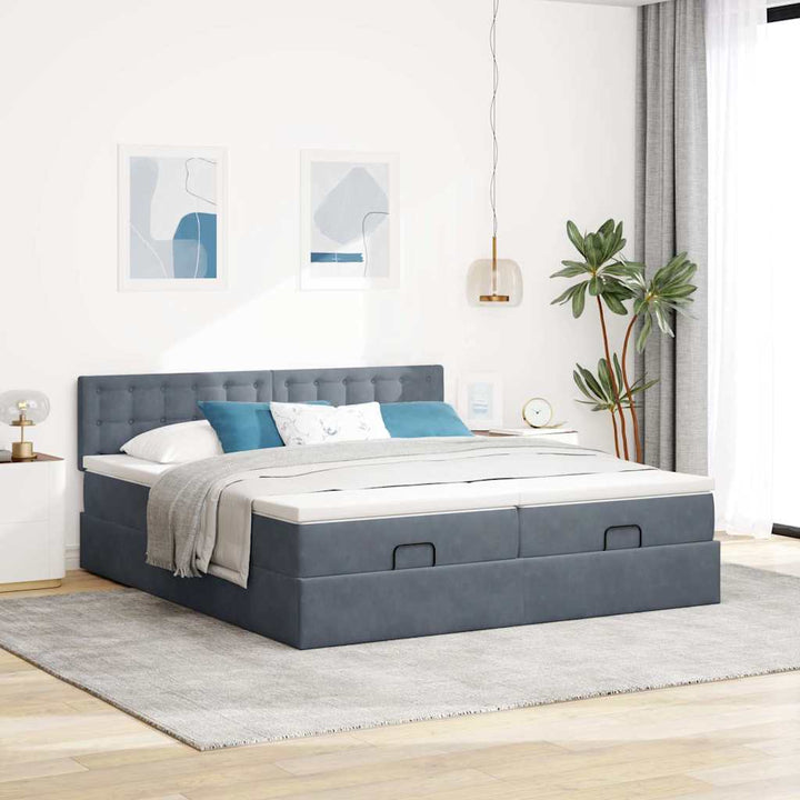 osmannisk sengeramme med madrasser 180x200 cm fløjl mørkegrå
