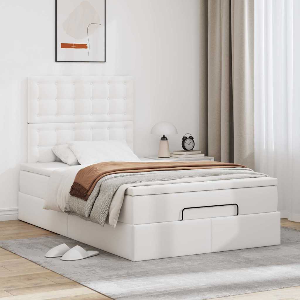osmannisk sengeramme med madras 120x190 cm kunstlæder hvid