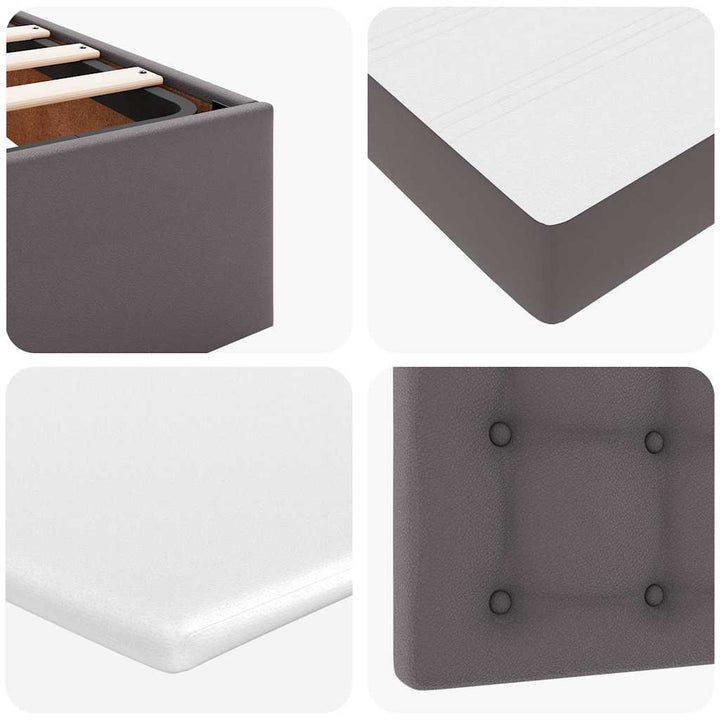 osmannisk sengeramme med madras 140x190 cm kunstlæder grå