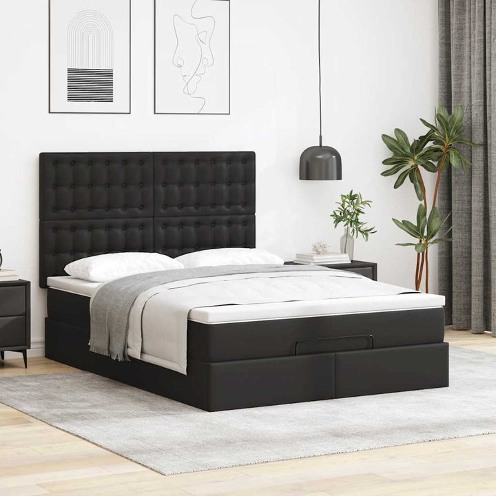 osmannisk sengeramme med madras 140x200 cm kunstlæder sort