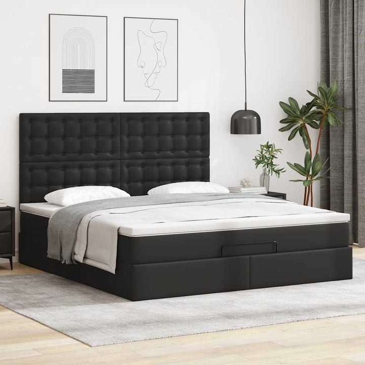osmannisk sengeramme med madras 160x200 cm kunstlæder sort