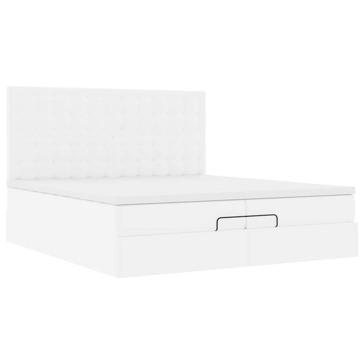 osmannisk sengeramme med madrasser 200x200 cm kunstlæder hvid