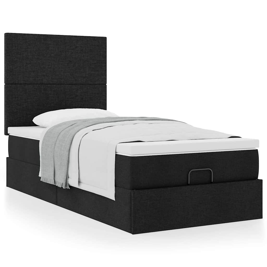 osmannisk sengeramme med madras 90x190 cm stof sort