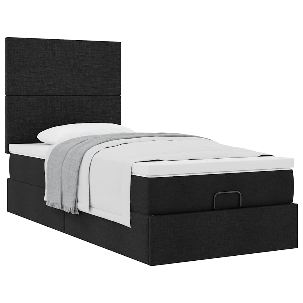 osmannisk sengeramme med madras 90x190 cm stof sort