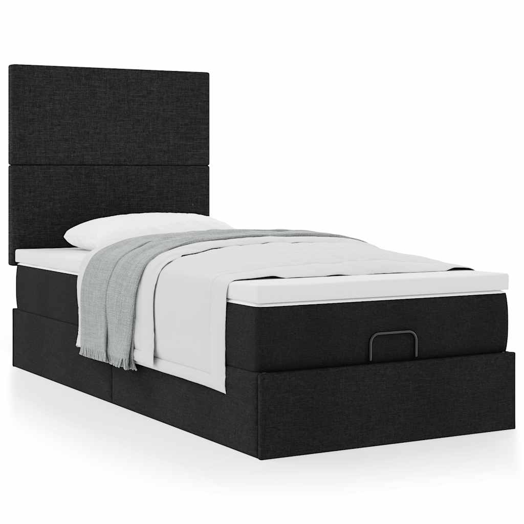 ottoman seng med madras 90x200 cm stof sort