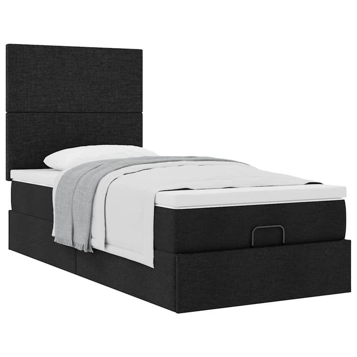 ottoman seng med madras 90x200 cm stof sort