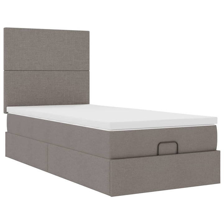 ottoman seng med madras 100x200 cm stof gråbrun