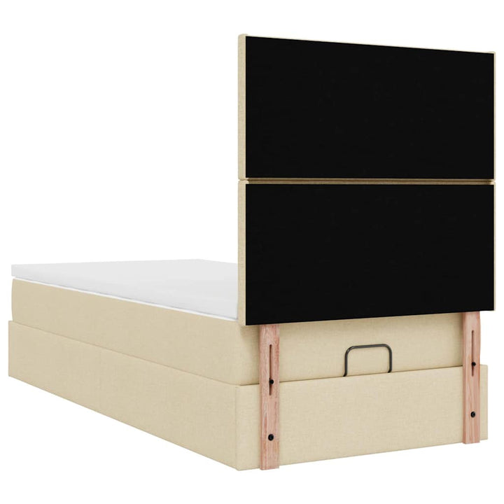 ottoman seng med madras 100x200 cm stof cremefarvet