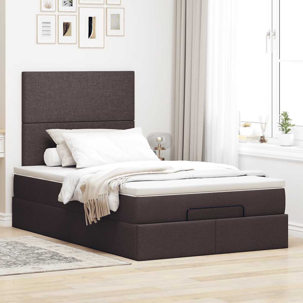 osmannisk sengeramme med madras 120x190 cm stof mørkebrun
