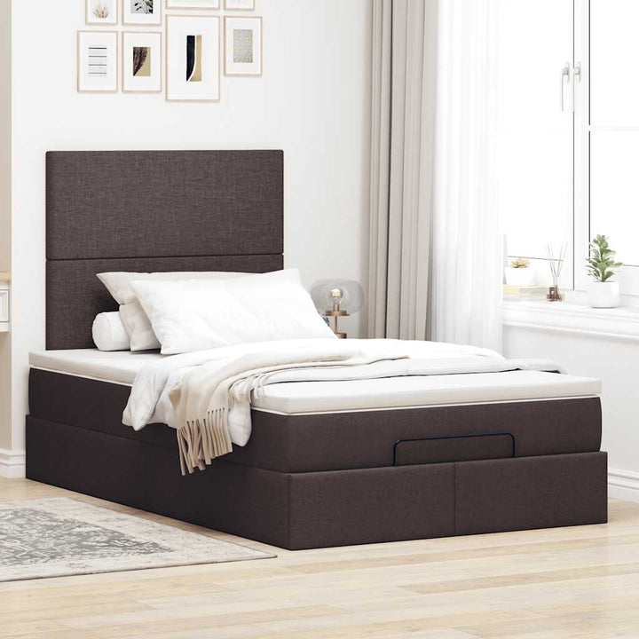 osmannisk sengeramme med madras 120x190 cm stof mørkebrun