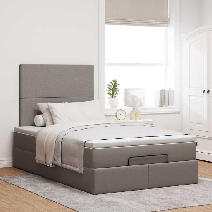 osmannisk sengeramme med madras 120x190 cm stof gråbrun