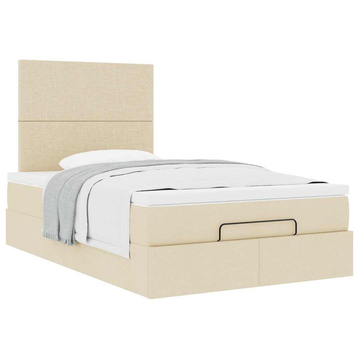 osmannisk sengeramme med madras 120x190 cm stof cremefarvet