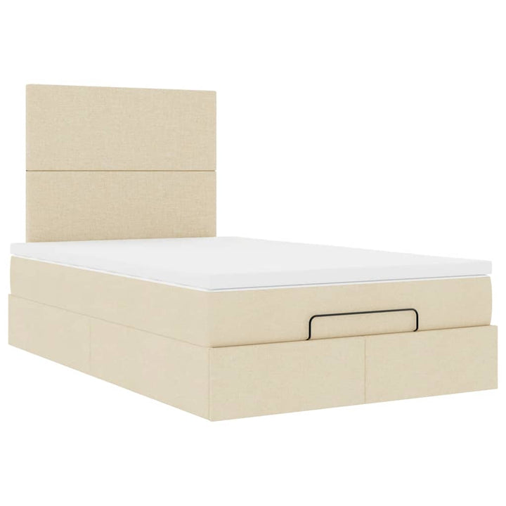 osmannisk sengeramme med madras 120x190 cm stof cremefarvet