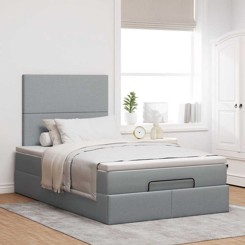 osmannisk sengeramme med madras 120x200 cm stof lysegrå