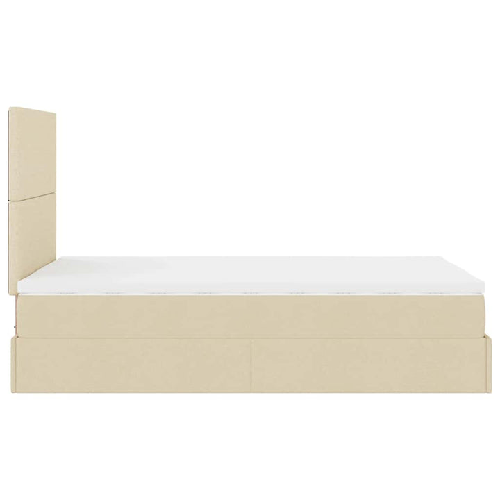 osmannisk sengeramme med madras 120x200 cm stof cremefarvet