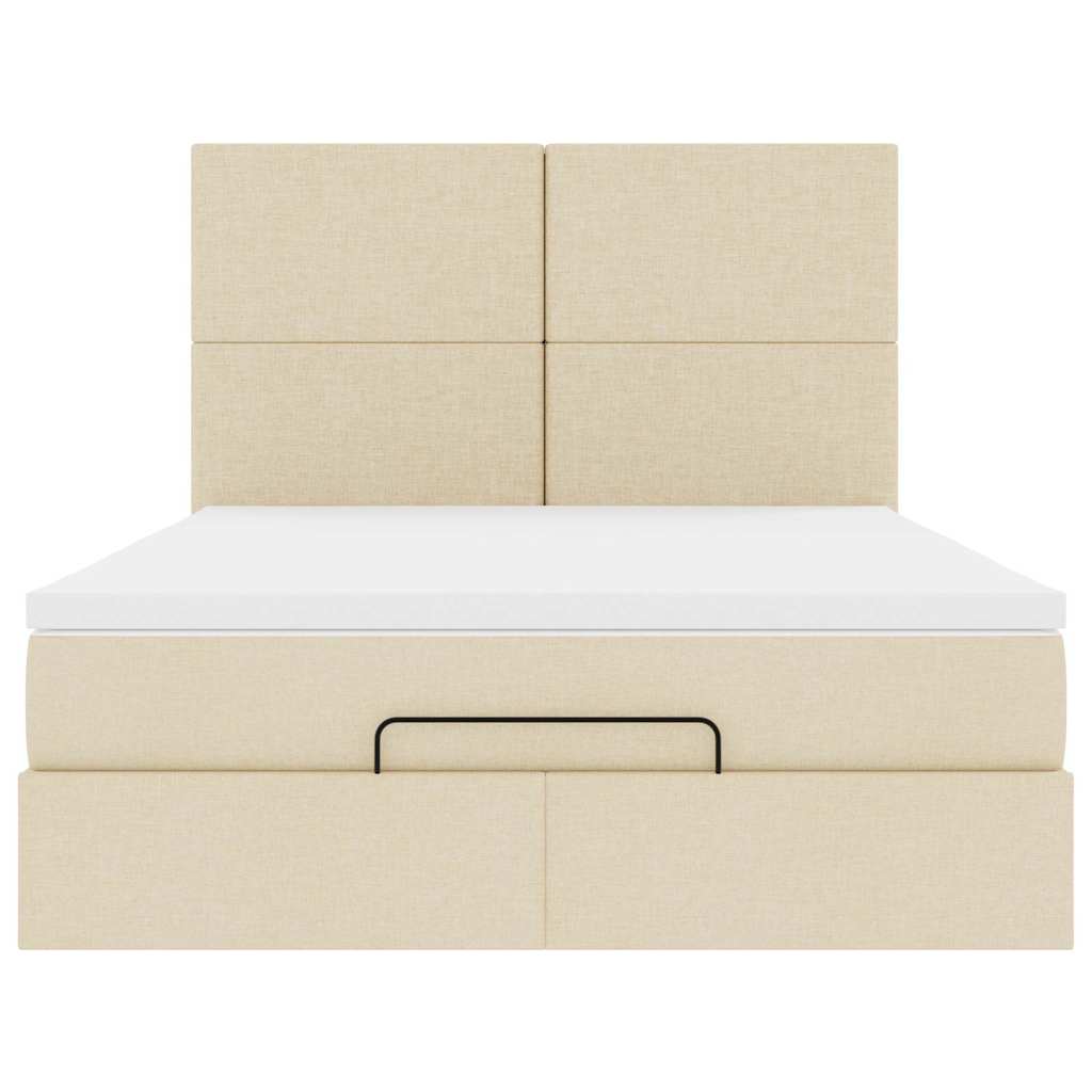 osmannisk sengeramme med madras 140x190 cm stof cremefarvet