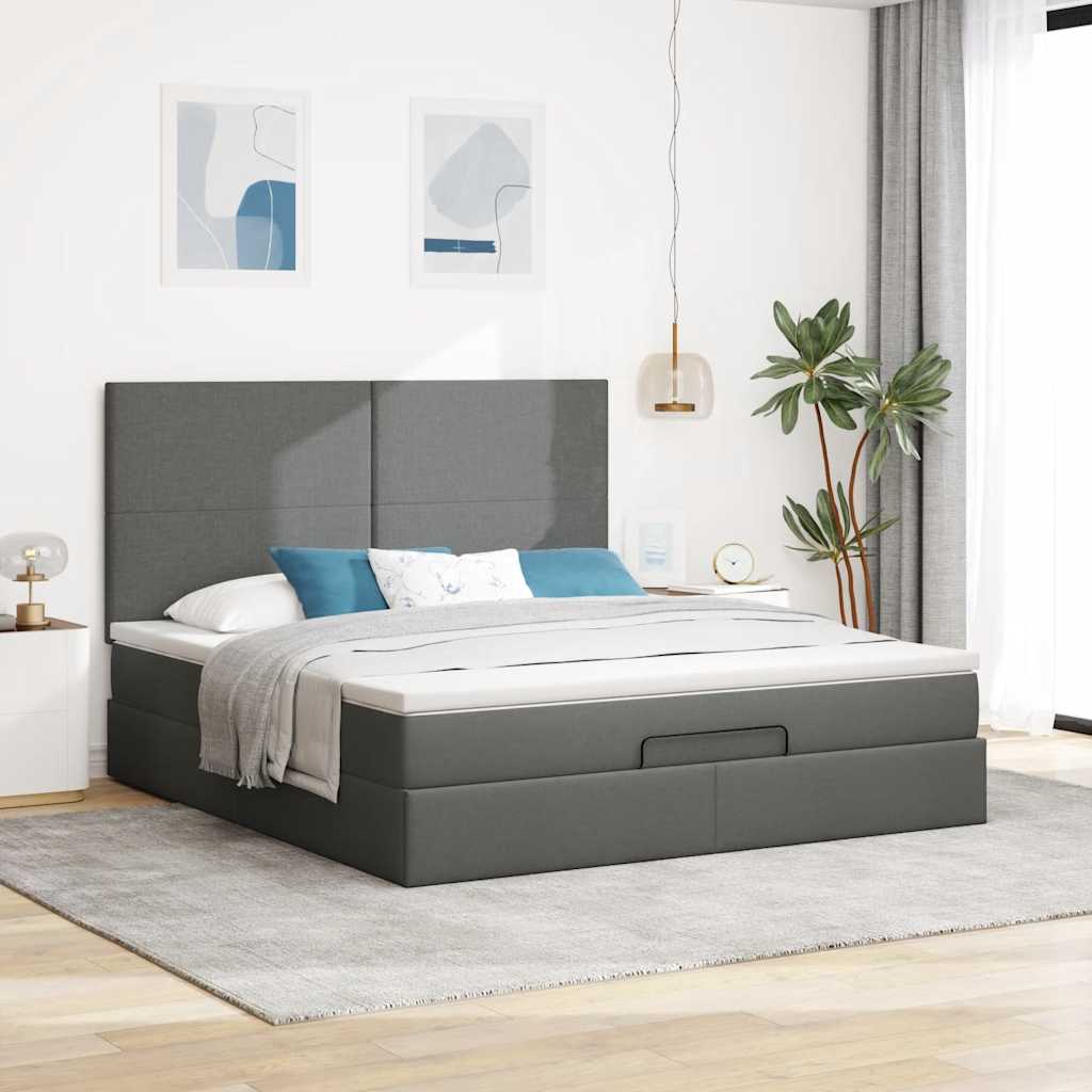 osmannisk sengeramme med madras 160x200 cm stof mørkegrå