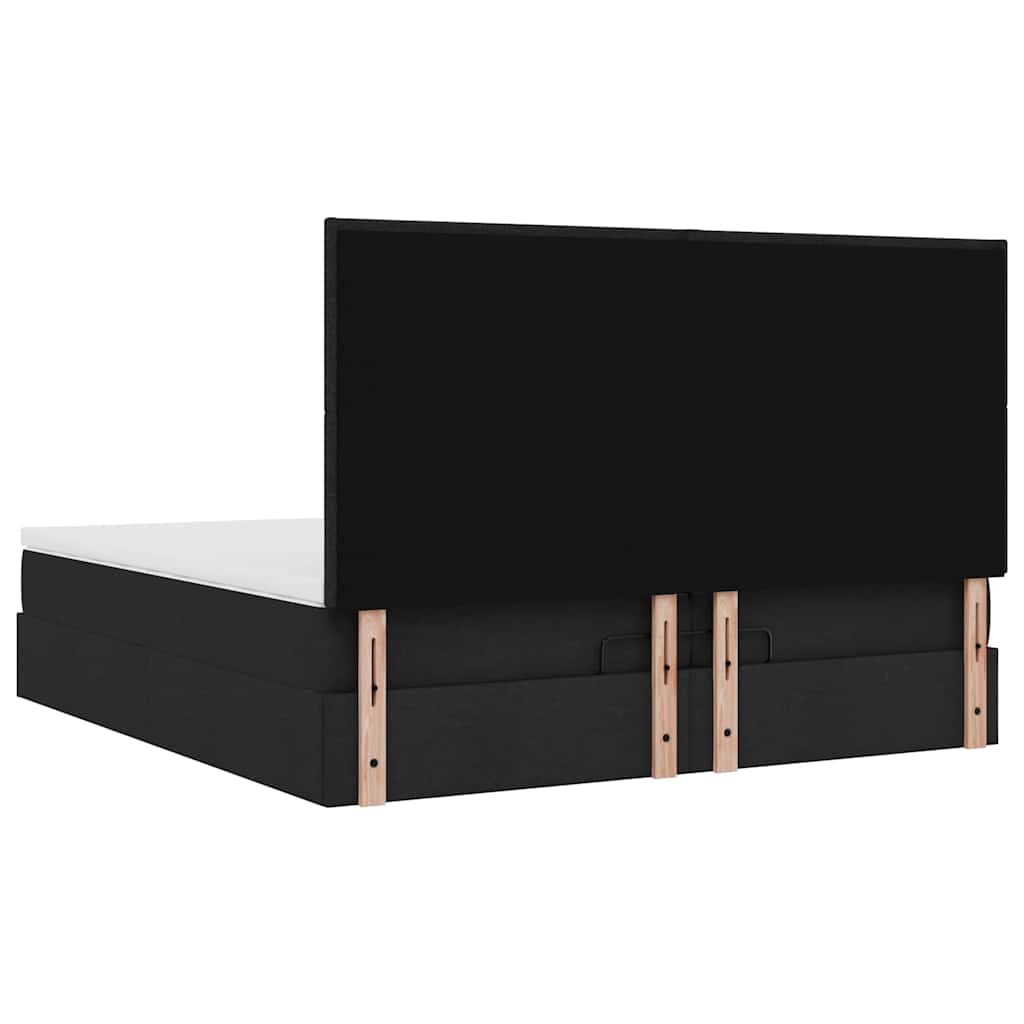 osmannisk sengeramme med madrasser 200x200 cm stof sort