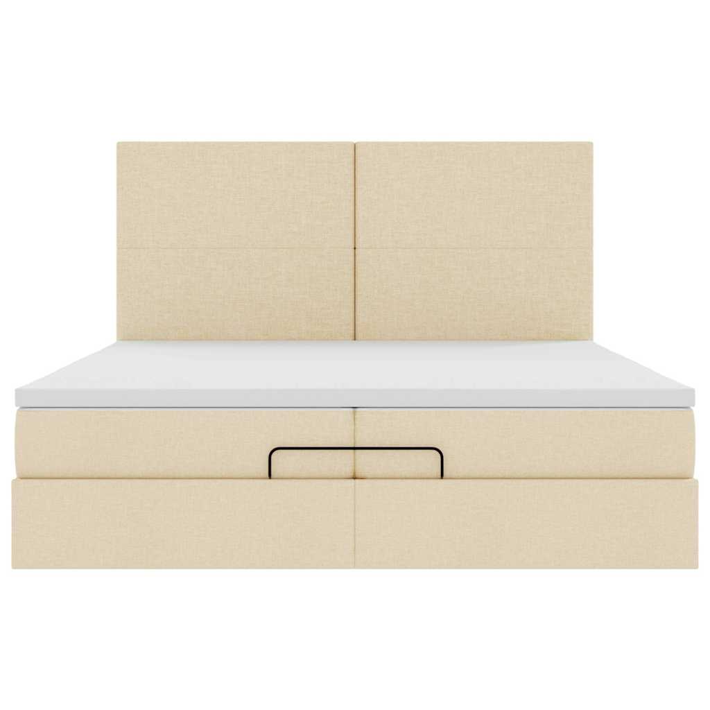 osmannisk sengeramme med madrasser 200x200 cm stof cremefarvet