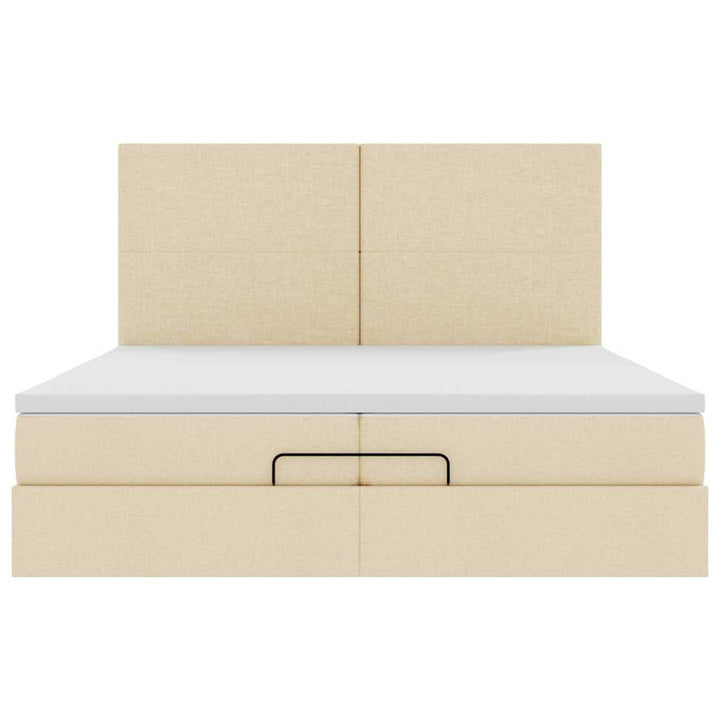 osmannisk sengeramme med madrasser 200x200 cm stof cremefarvet