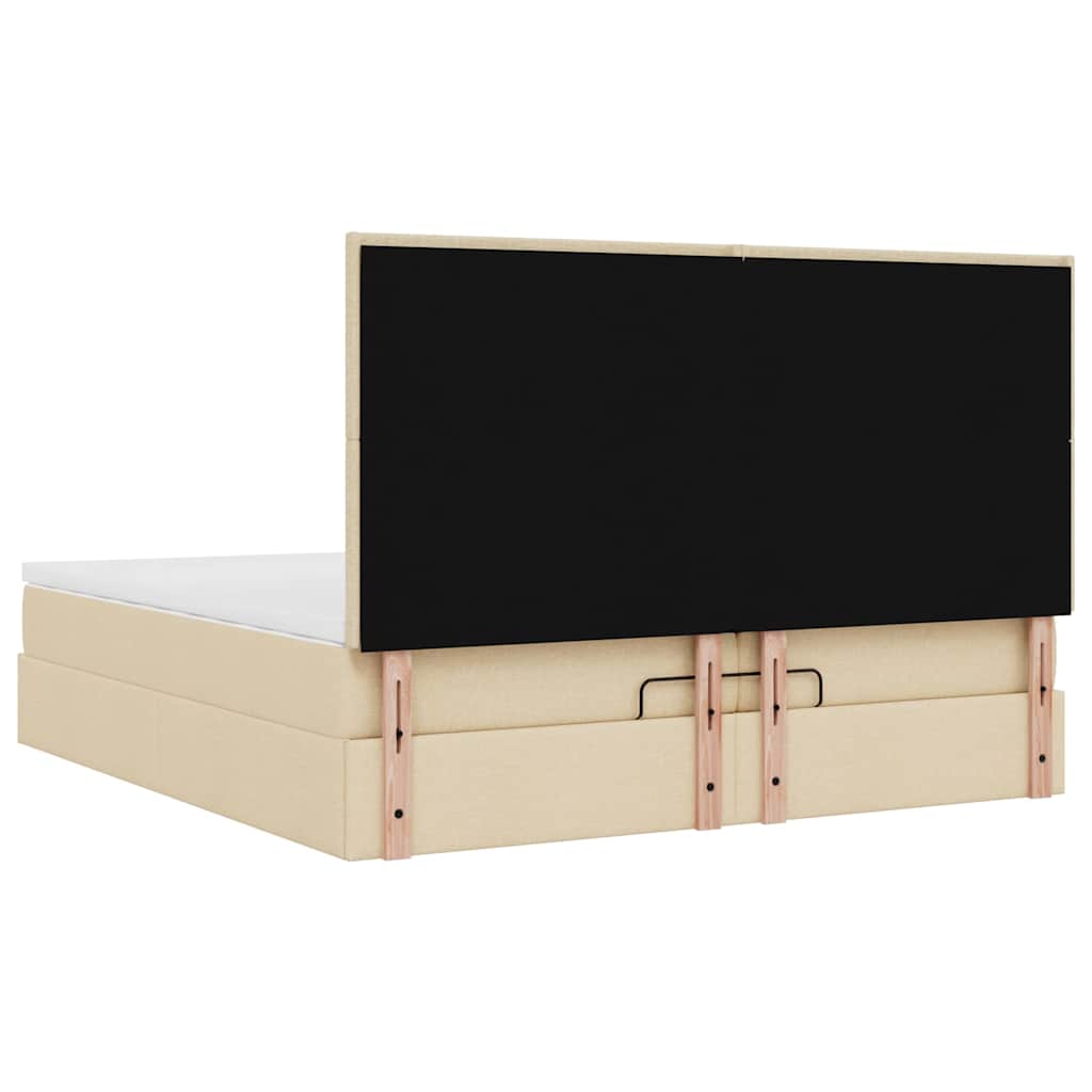 osmannisk sengeramme med madrasser 200x200 cm stof cremefarvet