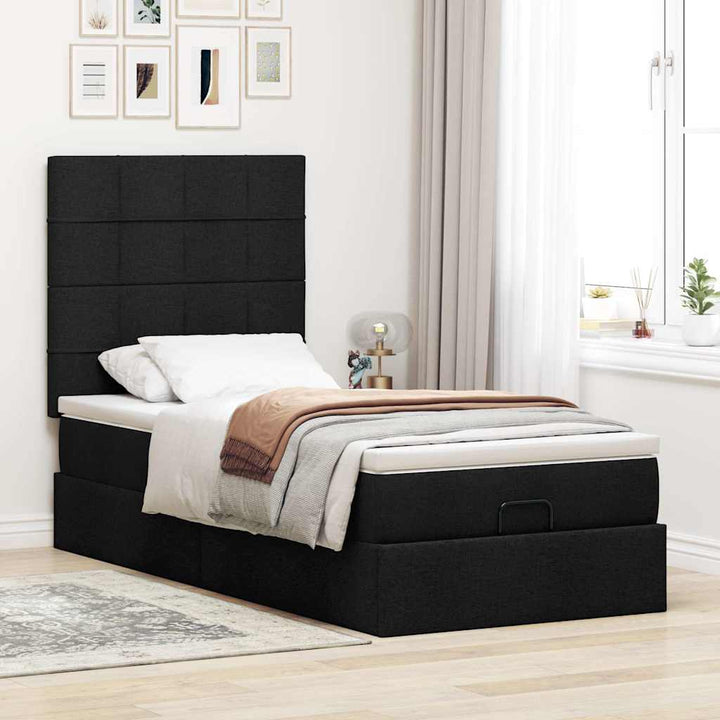 osmannisk sengeramme med madras 80x200 cm stof sort