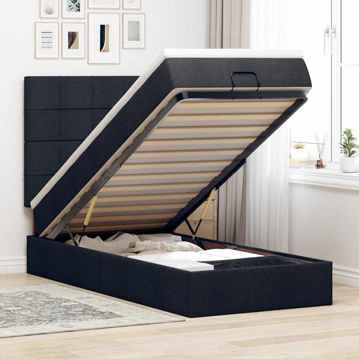 osmannisk sengeramme med madras 80x200 cm stof sort