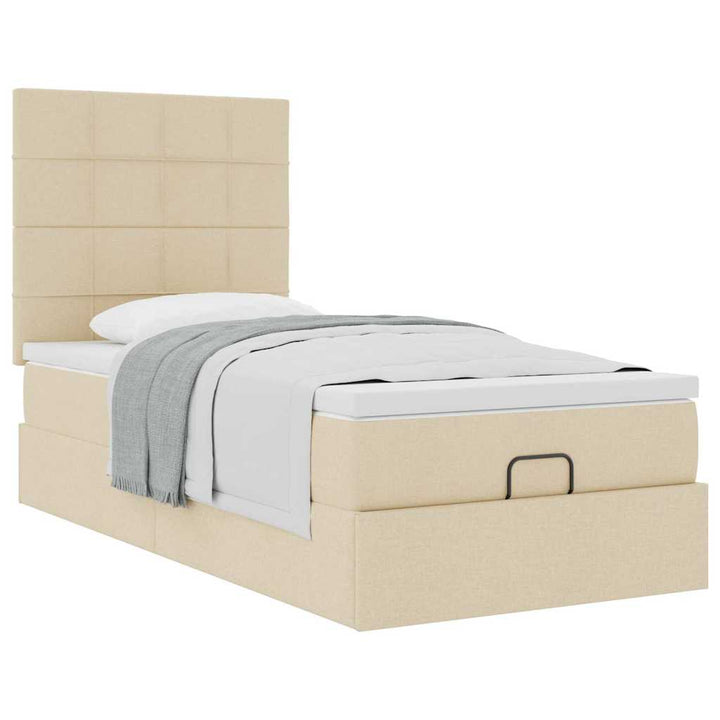 osmannisk sengeramme med madras 80x200 cm stof cremefarvet