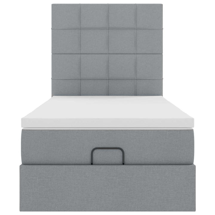ottoman seng med madras 100x200 cm stof lysegrå