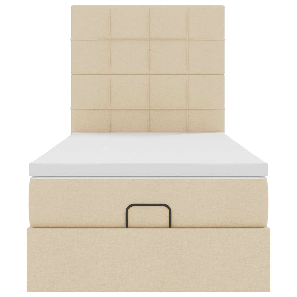 ottoman seng med madras 100x200 cm stof cremefarvet