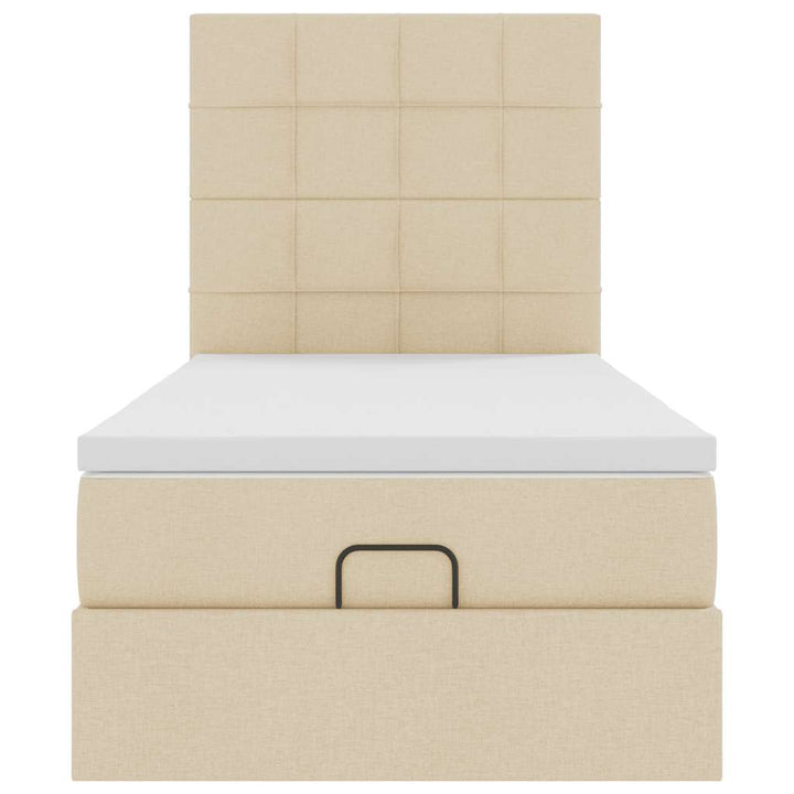 ottoman seng med madras 100x200 cm stof cremefarvet