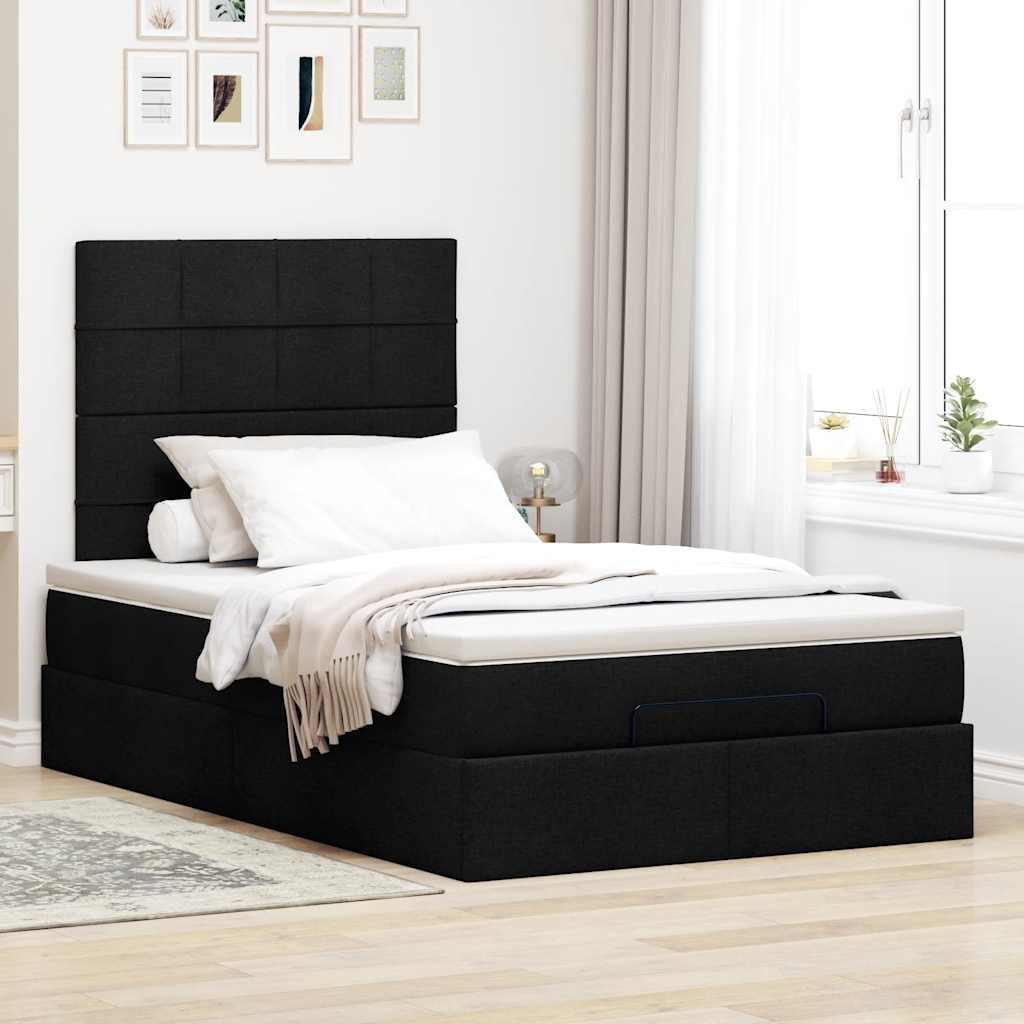 osmannisk sengeramme med madras 120x190 cm stof sort