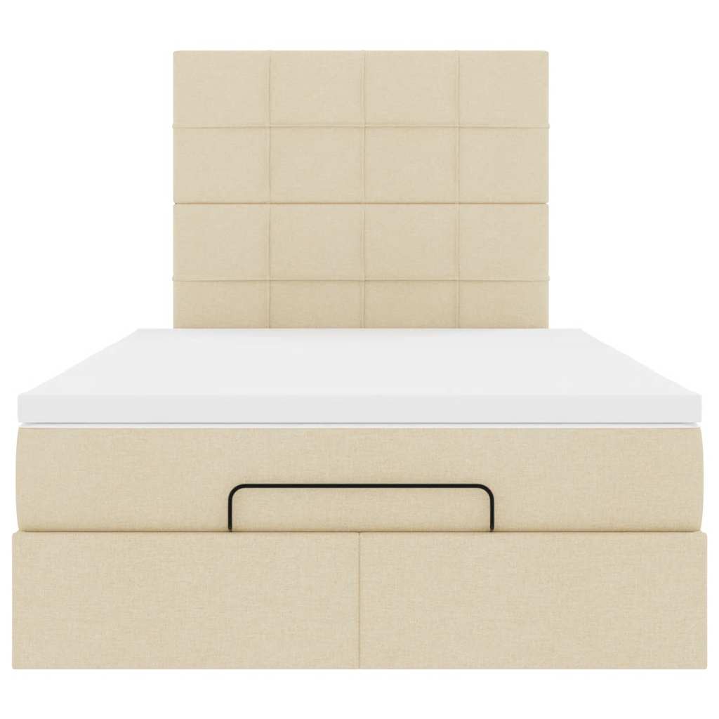 osmannisk sengeramme med madras 120x190 cm stof cremefarvet